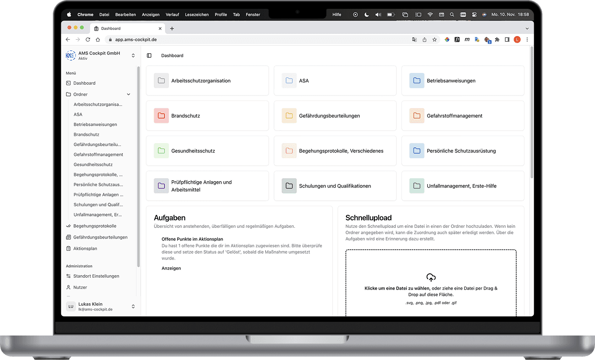 AMS Industrie Web-App Screenshot