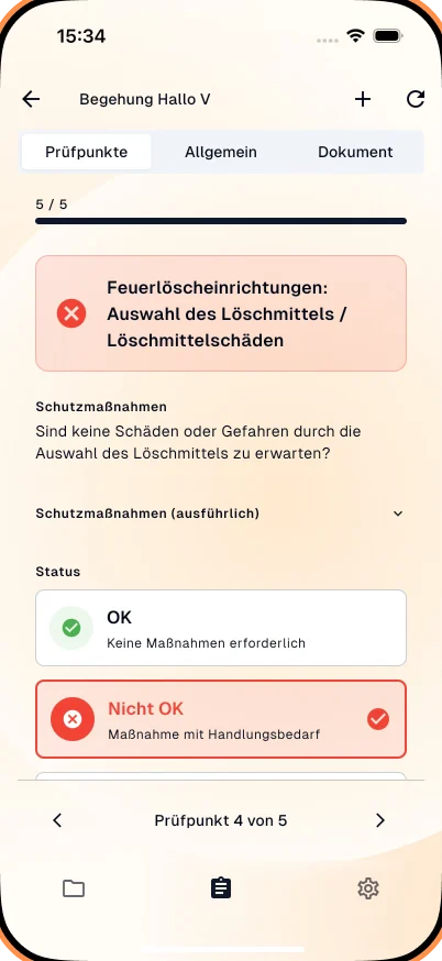 Screenshot der mobilen App