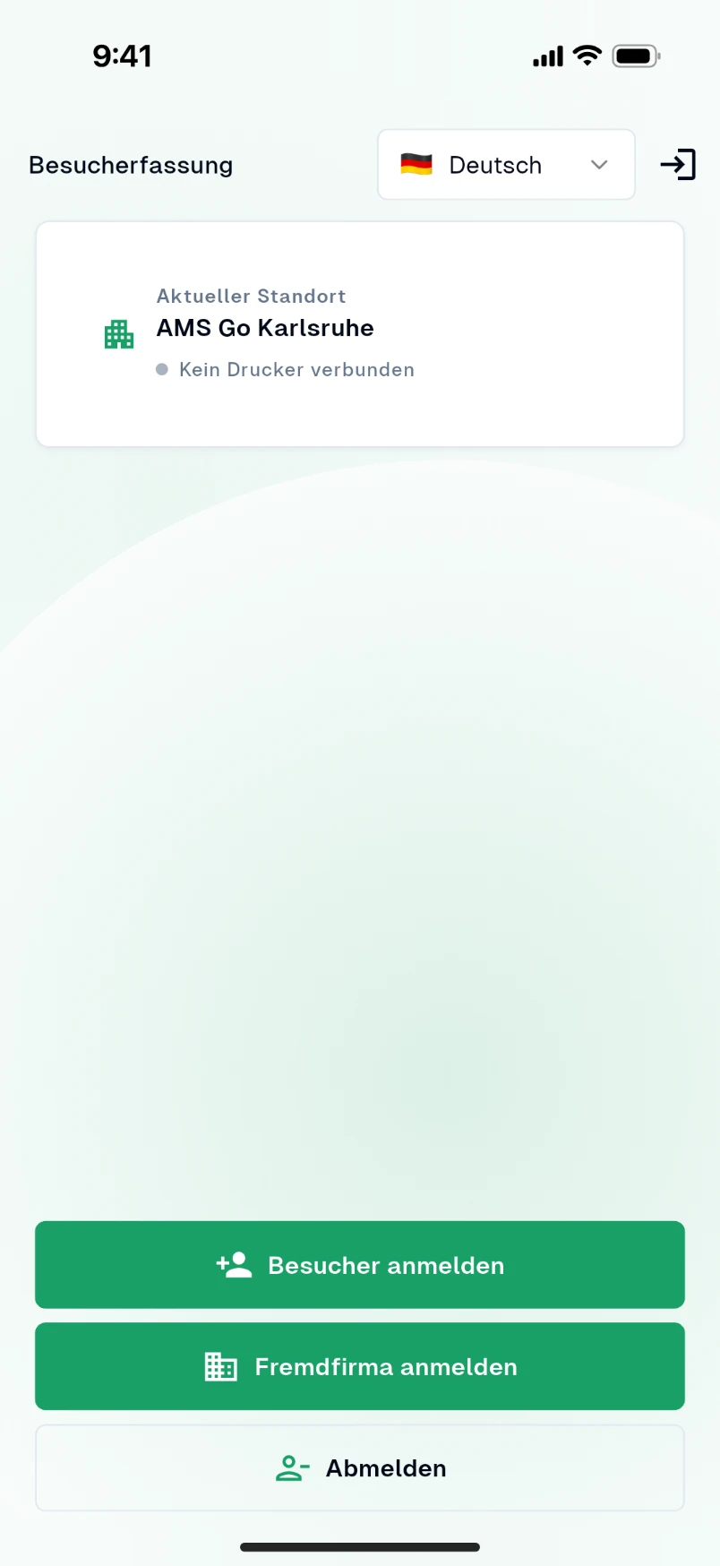 Screenshot der mobilen App