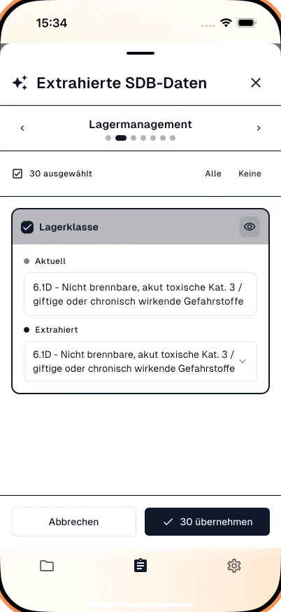 Screenshot der mobilen App